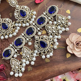 Stylish Royal Blue Victorian Diamond Pendant Choker-Pearl-VV1703